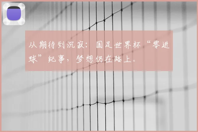 从期待到沉寂：国足世界杯“零进球”纪事，梦想仍在路上。